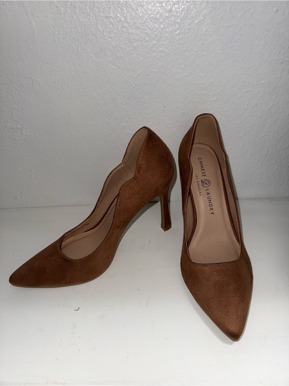 Chinese Laundry Cognac Suede Pointed-Toe Pumps